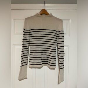 VINCE 100% Cashmere Stripe Mock Neck Sweater. Size Medium.